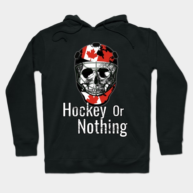 Skull with hockey helmet, Hockey or Nothing Hoodie by M Dee Signs